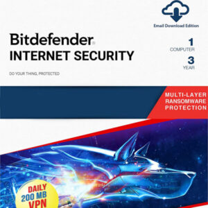 Bitdefender Internet Security – 1 User, 3 Years | Windows | Subscription | Get It Instantly by Email